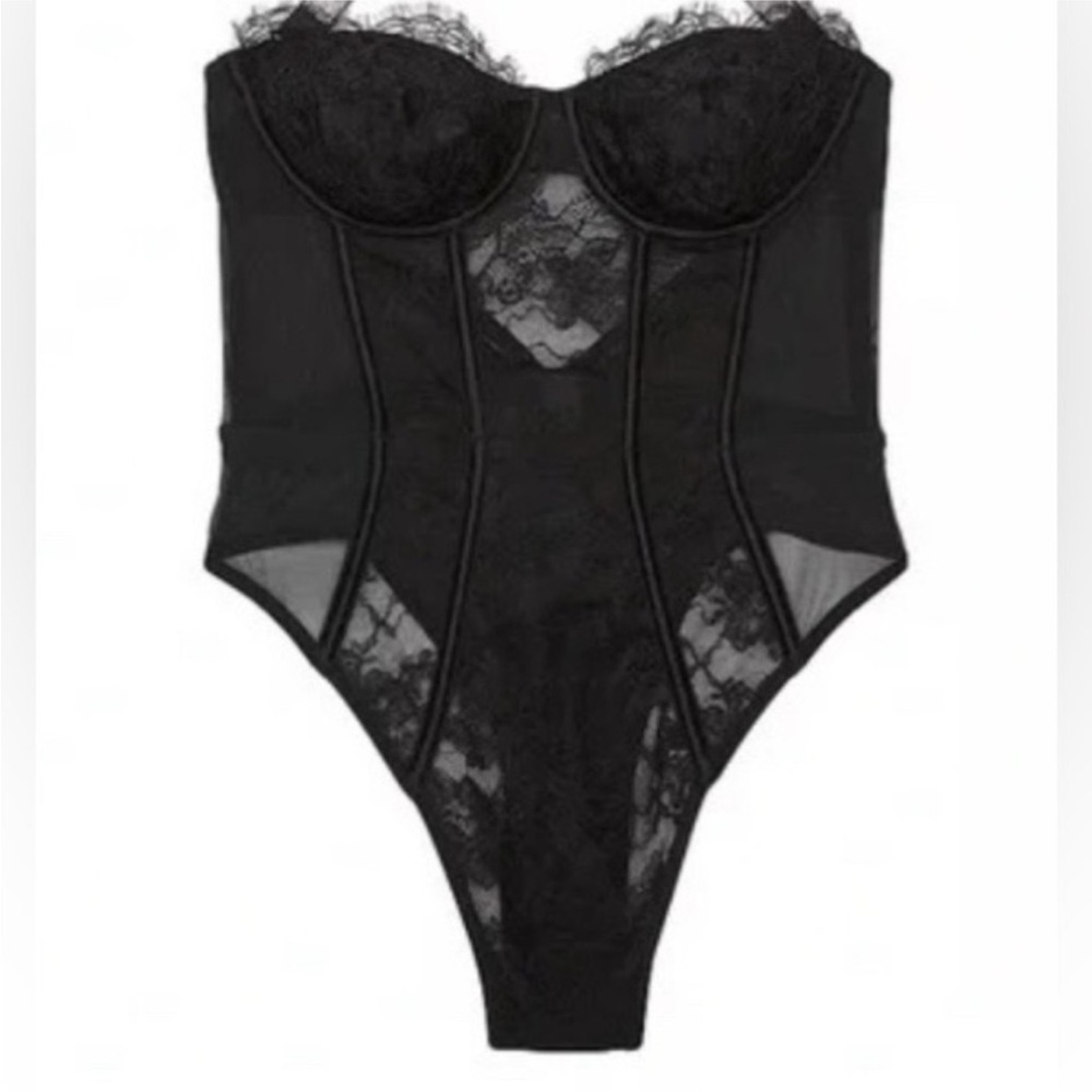 New! VS VERY SEXY strapless Lace Teddy Black 45948